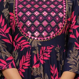 nkrm Women Embroidered Cotton Rayon Anarkali Kurta image 4