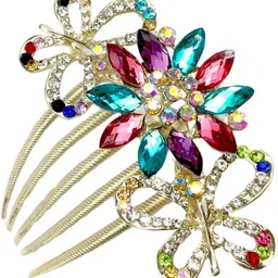 pingaksha innovation Festive Crystal Hair Comb – Perfect for Weddings & Events Hair Pin image 2