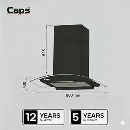 caps Trounce 90 Auto Clean Wall Mounted Black 1800 CMH Chimney image 4