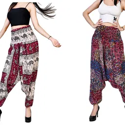 fusfus Printed Rayon Women Harem Pants-picture-10