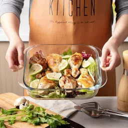 aanami Glass Dessert Bowl 900ml Borosilicate Glass Microwave Square Baking Dish, Oven Safe image 3