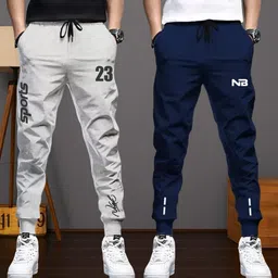 nb nicky boy Pack of 2 Men Printed Blue, Grey Track Pants-picture-26