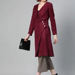 athena Suede Self Design Coat For Women image 4