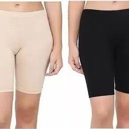 houseofcommon Pack of 2 Solid Women Multicolor Cycling Shorts image 1