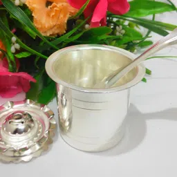 Samukkaras Pure German Silver Panchapatram and Incense Stick Holder for Pooja Silver-picture-18