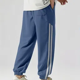nivedanm Men Self Design Blue Track Pants image 2