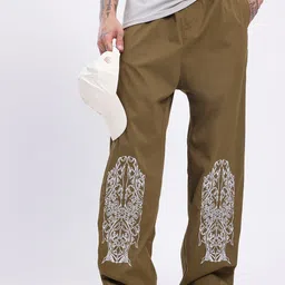 glitchez Men Relaxed Green Polyester Trousers image 1
