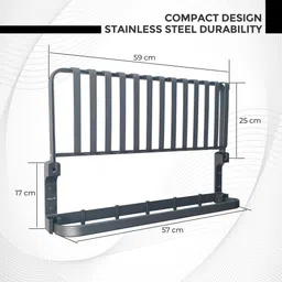 ibell IBL 77-GS Anti-Rust Wall Mounted Towel Stand for Bathroom with Shelf Matte Black Towel Holder image 3