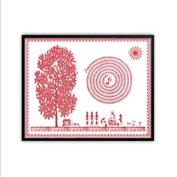 easchim connect White Canvas Printed Warli Framed Art image 3