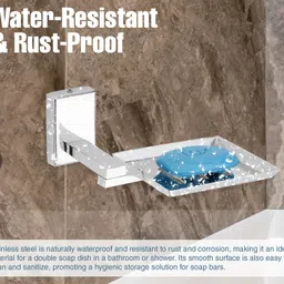 gloxy Rustproof Soap Stand for Bathroom/Kitchen | Wall Mounted Soap Dish Stainless Steel Toilet Paper Holder image 5