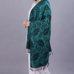 axolotl Printed Viscose Women Green Stole image 2