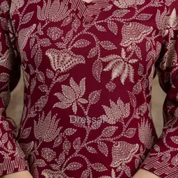 dressar Women Floral Print Viscose Rayon Straight Kurta image 4