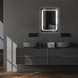 tryotone Wall Led Mirror With Touch Sensor 3 Led Lights 18X24inch Bathroom/Wash Basin Bathroom Mirror image 2