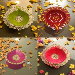 fithervest Traditional Mitti Diya | Handmade Clay Oil Lamp for Diwali, Pooja & Home Decor Terracotta (Pack of 8) Table Diya Set image 1