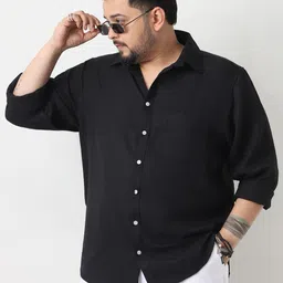 urbano plus Men Relaxed Fit Fit Self Design Spread Collar Casual Shirt-picture-18