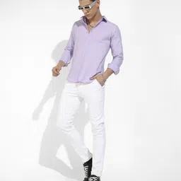 campus sutra Men Regular Fit Self Design Spread Collar Casual Shirt image 4