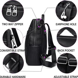 spinsell Medium 22 L Backpack Medium 22 L Elegant Stylish Leather Backpack for Women image 2