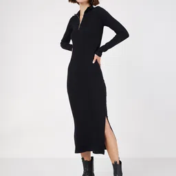 sassafras Women Bodycon Black Midi/Calf Length Dress-picture-16