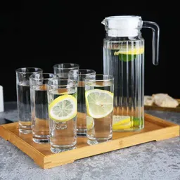 morryz Premium Juice and Water Glass Set of 7 and Jug Set Combo - 6 Glass 300ML, 1 Jug Jug Glass Set-picture-17