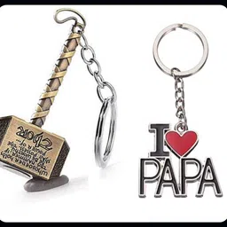 jainzon Combo Of Thor Golden Hammer And I Love Papa Keychain_ak164 Key Chain image 1