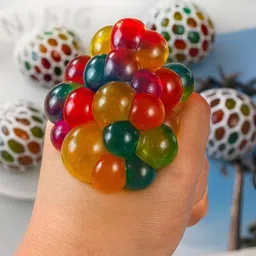 hamza enterprises (2 PCS) Mesh Squishy Stress Ball for Kids - Squeeze Toy for Pressure Relief Squash Ball image 3