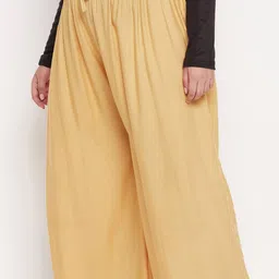 vizcon hub Women Loose Fit Gold Viscose Rayon Trousers image 3
