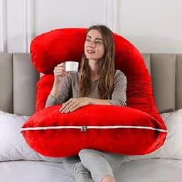 jojo Polyester Fibre, Microfibre Pregnancy Pillow Pack of 1 Solid j shape pregnancy pillow image 3