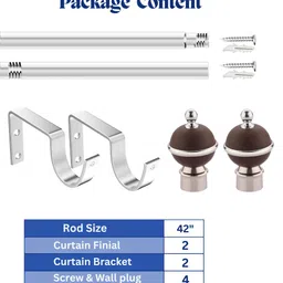 gloxy Multicolor Curtain Knobs, Curtain Rods, Rod Rail Bracket Metal image 3