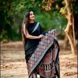 srikastbhanjan Geometric Print Bollywood Crepe Saree image 2
