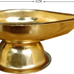 craft world Brass Base Diyas (Height: 3 CM) Brass (Pack of 3) Table Diya Set image 3