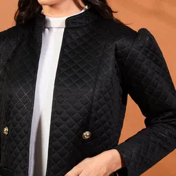 woowzerz Puffed Quilted Self Design Coat For Women image 5