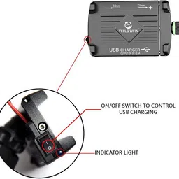 yellowfin Claw Grip Aluminium Alloy Waterproof 2.5 A USB Charger with 360° Rotation, adjustable to Handlebar & Mirror Mount for Maps and GPS Navigation Motorcycle/Scooter/ Bike Mobile Holder image 4