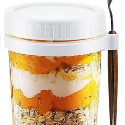 Overnight Oats Jars, Overnight Oats Containers with Lids and Spoons Glass Mason Jar-image-1