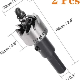 uptodatetools 20mm HSS Drill Bit Hole Saw Metal Alloy Wood (2 Pcs) image 2