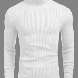 cavdia Men Striped High Neck Pure Cotton White T-Shirt-picture-17