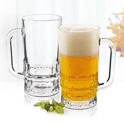 luxuria (Pack of 2) UNBREAKABLE Polycarbonate Beer Mug for Beer/Juice/Cocktail etc 400 ML Glass Set Beer Mug image 2