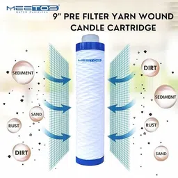 meetos Pre Filter 9 inch PP Yarn Wound Filter (120 Grams) Threaded Candle Cartridge Wound Filter Cartridge image 3