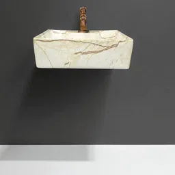 clayramic Premium Ceramic Washbasin (2 In 1) With Waste Coupling & Pipe Set ) (16x12x5)(M-Tap-1009)(2 In 1) Wall Hung Basin image 1