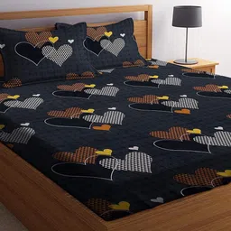 rs handicrafts Microfiber Queen Fitted (Elastic) 144 TC Printed Bedsheet-picture-15