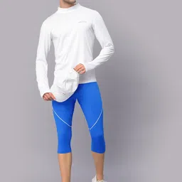 jump usa Solid Men Blue Tights image 3