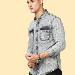 smile stone Men Regular Fit Washed Casual Shirt image 3