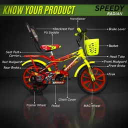 radian Speedy Kids Cycle for Girls & Boys | Comfortable Backrest & Basket 14 T (inch) Road Cycle image 3