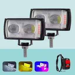 houseofcommon Mini Double Lens Fog Light with yellow & White Fleshing Light(RED & Blue DRL)M Fog Lamp Motorbike LED (12 V, 40 W)-picture-18