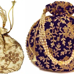 athizay Girls White, Gold, Blue Potli-picture-21