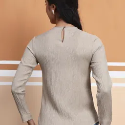 fithub Casual Regular Sleeves Self Design Women White Top image 2