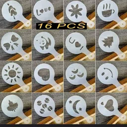 ranipari 16 Pcs Creative Nice Coffee Stencil Coffee Template Strew Spray Art Stencils Coffee Stencil Coffee Stencil Stencil image 2