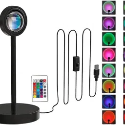 diyalux Sunset Lamp Projector – 16 Color LED Light Desk Lamp with Remote Table Lamp image 3