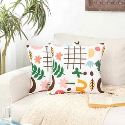 homprin Multicolor Cotton Geometric 16x16 inches Cushion Cover Set of 2 image 1