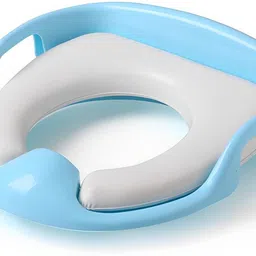 Baby toilet seat safe soft training seat potty sitting ring with handles bathroom trainer closestool cover (Blue) Potty Box-image-3