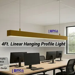 linga lighting LL-LP4FGLD 4ft Hanging LED Profile Light – Aluminium Frame, 40W, 4000K-NW-Golden Pendants Ceiling Lamp image 3